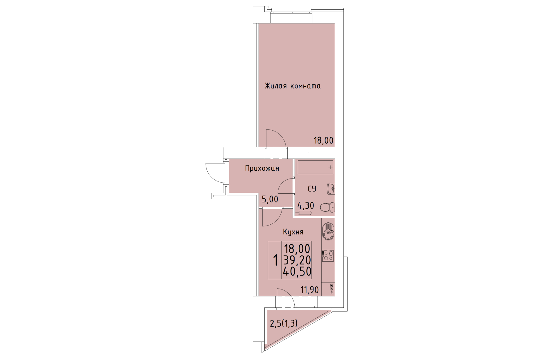 планировка квартиры 41 м2
